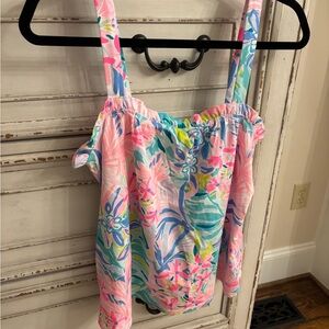 Lilly Pulitzer Pink and Blue Camisole with Tropical Print